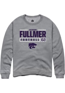 Jackson Fullmer Rally Mens Graphite K-State Wildcats NIL Stacked Box Crew Sweatshirt