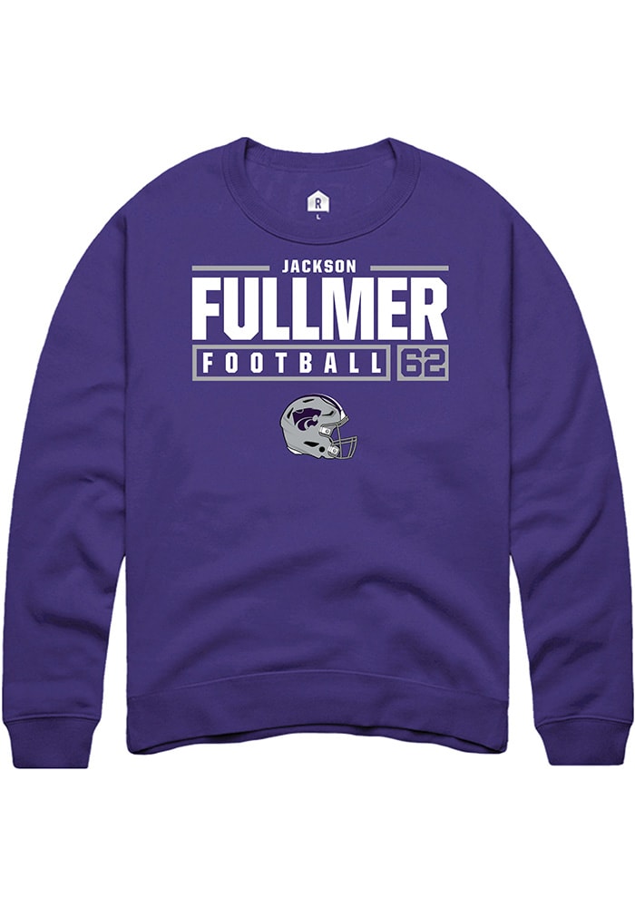 Jackson Fullmer Rally K-State Wildcats Mens Purple NIL Stacked Box Long Sleeve Crew Sweatshirt