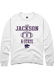 Jadon Jackson Rally Mens White K-State Wildcats NIL Sport Icon Crew Sweatshirt