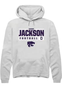 Jadon Jackson Rally Mens White K-State Wildcats NIL Stacked Box Hooded Sweatshirt