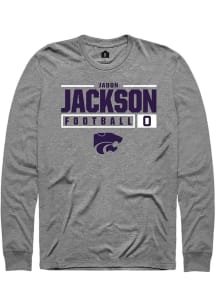 Jadon Jackson  K-State Wildcats Graphite Rally NIL Stacked Box Long Sleeve T Shirt