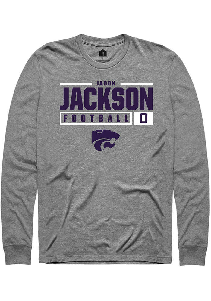 Jadon Jackson K-State Wildcats Grey Rally NIL Stacked Box Long Sleeve T Shirt