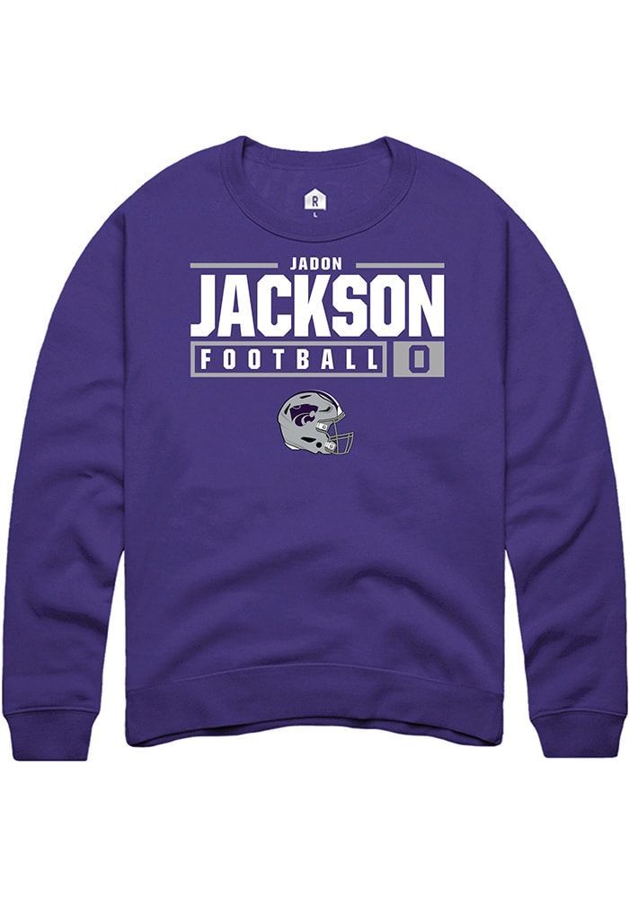 Jadon Jackson Rally K-State Wildcats Mens Purple NIL Stacked Box Long Sleeve Crew Sweatshirt
