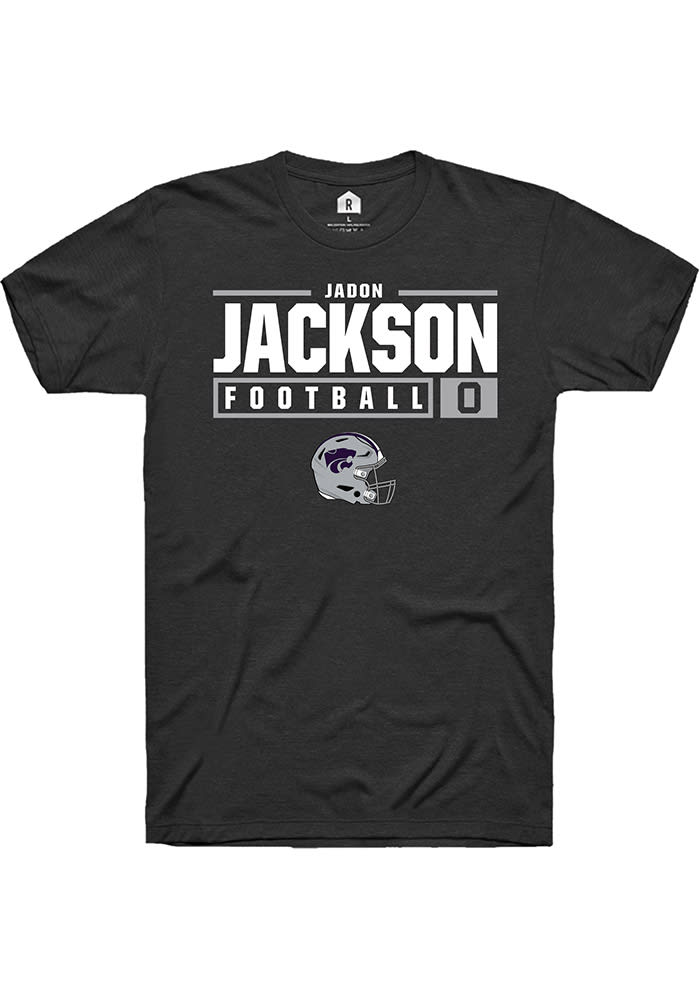 Jadon Jackson K-State Wildcats Black Rally NIL Stacked Box Short Sleeve T Shirt