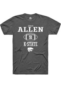 Jordan Allen  K-State Wildcats Dark Grey Rally NIL Sport Icon Short Sleeve T Shirt