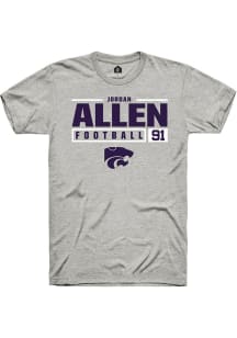 Jordan Allen  K-State Wildcats Ash Rally NIL Stacked Box Short Sleeve T Shirt