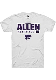 Jordan Allen  K-State Wildcats White Rally NIL Stacked Box Short Sleeve T Shirt