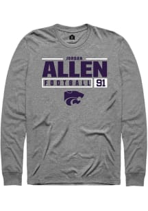 Jordan Allen  K-State Wildcats Graphite Rally NIL Stacked Box Long Sleeve T Shirt