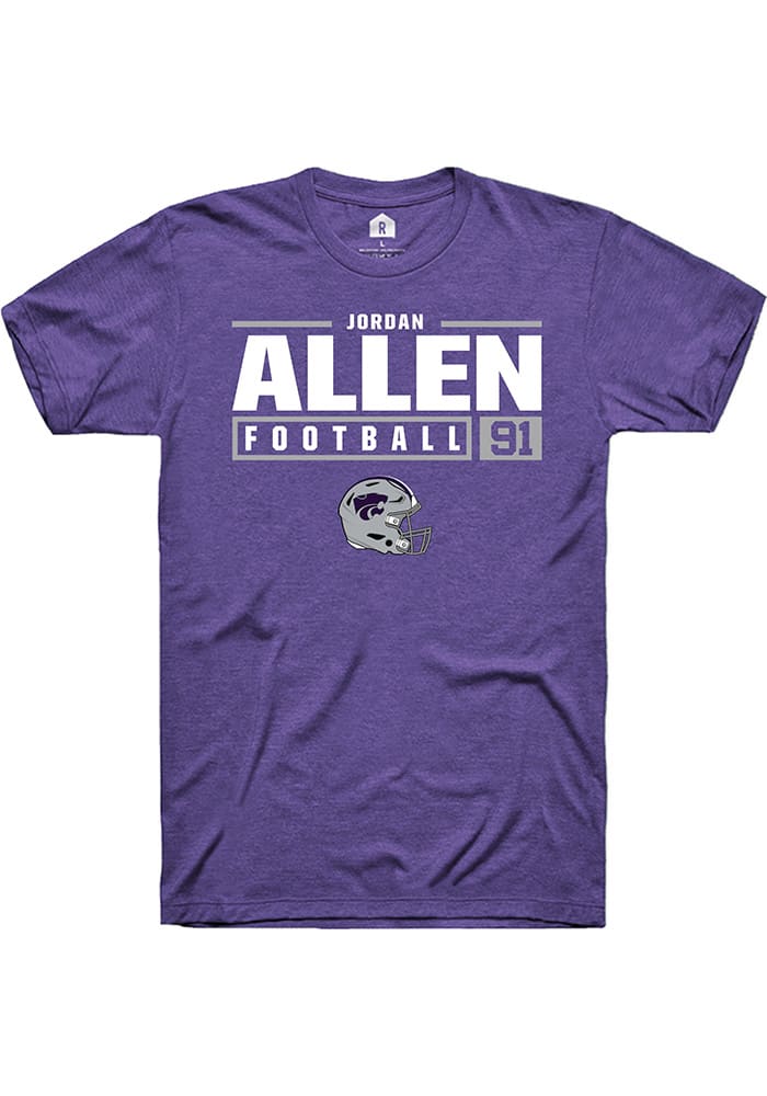 Jordan Allen K-State Wildcats Purple Rally NIL Stacked Box Short Sleeve T Shirt