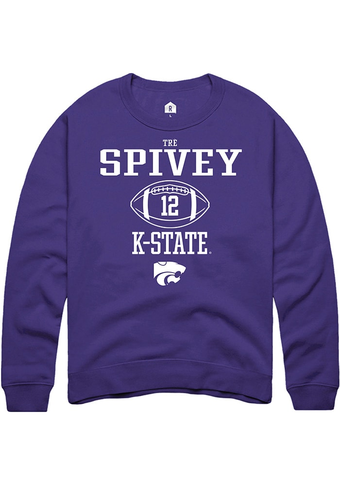 Tré Spivey Rally K-State Wildcats Mens Purple NIL Sport Icon Long Sleeve Crew Sweatshirt
