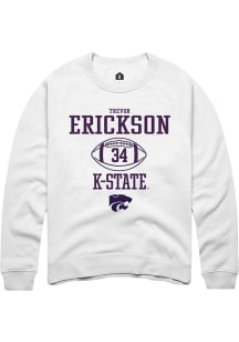 Trevor Erickson Rally Mens White K-State Wildcats NIL Sport Icon Crew Sweatshirt