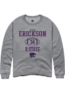 Trevor Erickson Rally Mens Graphite K-State Wildcats NIL Sport Icon Crew Sweatshirt