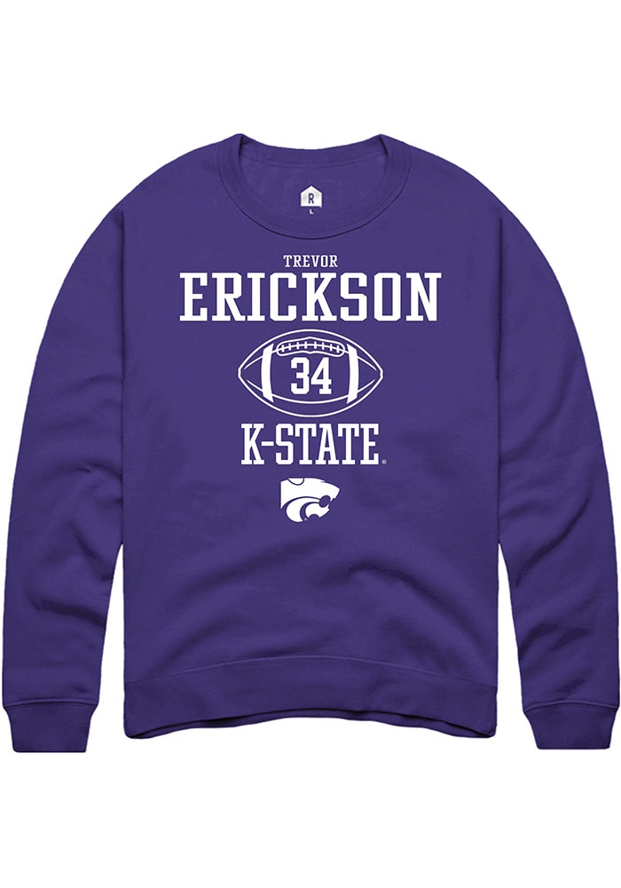 Trevor Erickson Rally K-State Wildcats Mens Purple NIL Sport Icon Long Sleeve Crew Sweatshirt