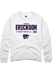 Trevor Erickson Rally Mens White K-State Wildcats NIL Stacked Box Crew Sweatshirt