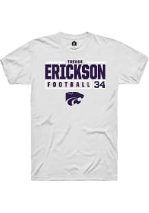 Trevor Erickson White K-State Wildcats NIL Stacked Box Short Sleeve T Shirt