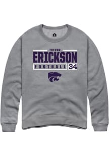 Trevor Erickson Rally Mens Graphite K-State Wildcats NIL Stacked Box Crew Sweatshirt