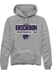 Trevor Erickson Rally Mens Graphite K-State Wildcats NIL Stacked Box Hooded Sweatshirt