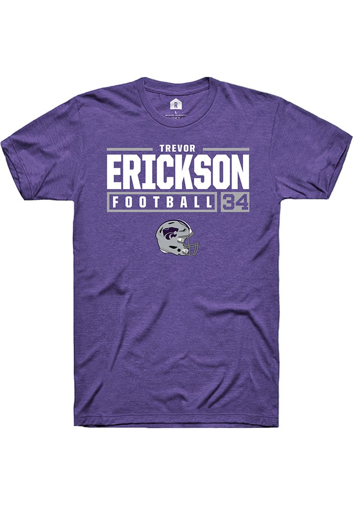 Trevor Erickson K-State Wildcats Purple Rally NIL Stacked Box Short Sleeve T Shirt