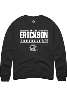 Trevor Erickson Rally Mens Black K-State Wildcats NIL Stacked Box Crew Sweatshirt