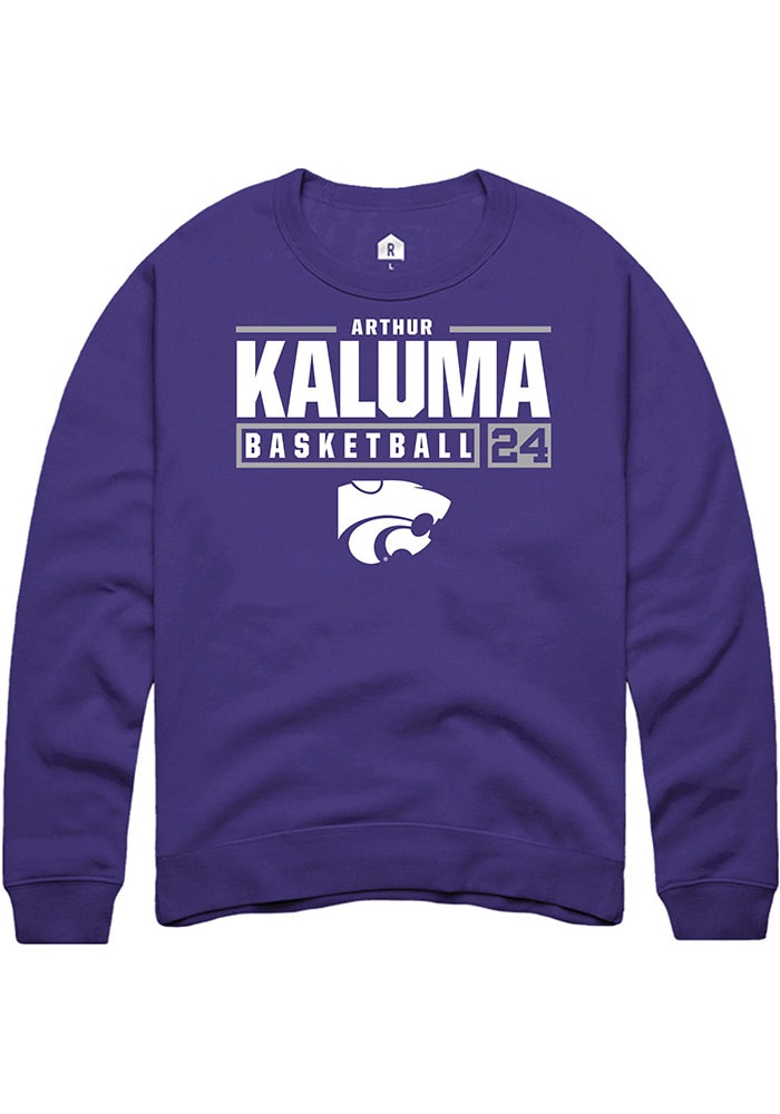 Arthur Kaluma Rally K-State Wildcats Mens Purple NIL Stacked Box Long Sleeve Crew Sweatshirt