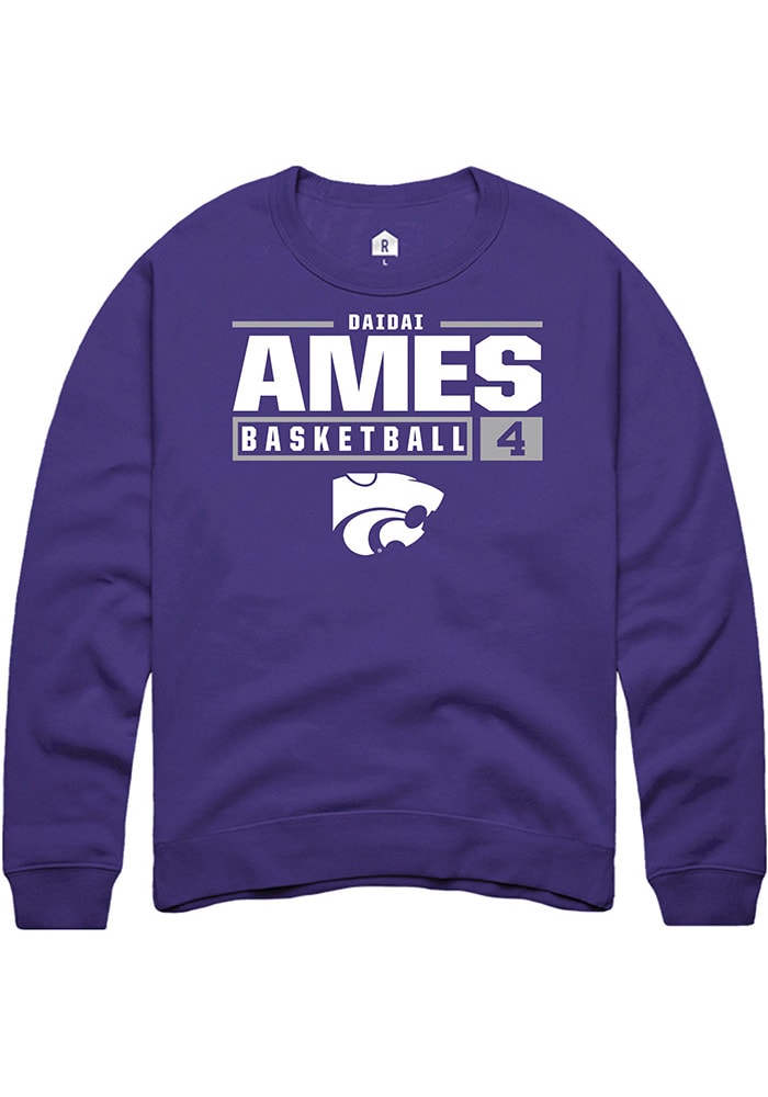 Dai Dai Ames Rally K-State Wildcats Mens Purple NIL Stacked Box Long Sleeve Crew Sweatshirt