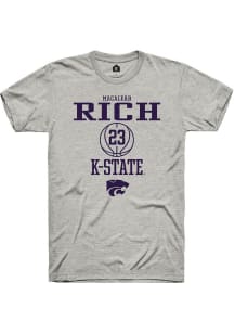 Macaleab Rich  K-State Wildcats Ash Rally NIL Sport Icon Short Sleeve T Shirt