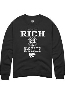 Macaleab Rich Rally Mens Black K-State Wildcats NIL Sport Icon Crew Sweatshirt