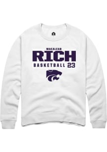 Macaleab Rich Rally Mens White K-State Wildcats NIL Stacked Box Crew Sweatshirt