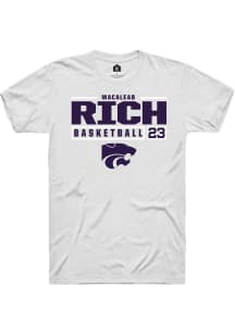 Macaleab Rich  K-State Wildcats White Rally NIL Stacked Box Short Sleeve T Shirt