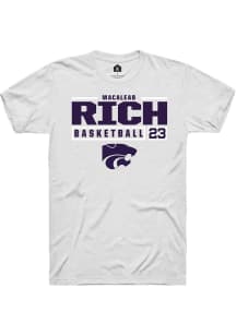 Macaleab Rich White K-State Wildcats NIL Stacked Box Short Sleeve T Shirt