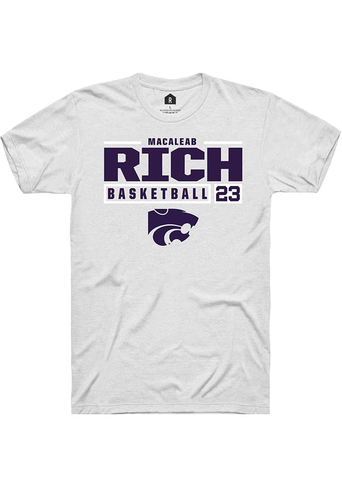 Macaleab Rich K-State Wildcats White Rally NIL Stacked Box Short Sleeve T Shirt