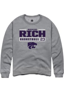 Macaleab Rich Rally Mens Graphite K-State Wildcats NIL Stacked Box Crew Sweatshirt