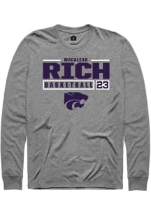 Macaleab Rich  K-State Wildcats Graphite Rally NIL Stacked Box Long Sleeve T Shirt