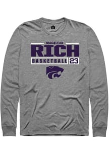 Macaleab Rich Rally Mens Graphite K-State Wildcats NIL Stacked Box Tee