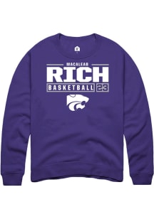 Macaleab Rich Rally Mens Purple K-State Wildcats NIL Stacked Box Crew Sweatshirt