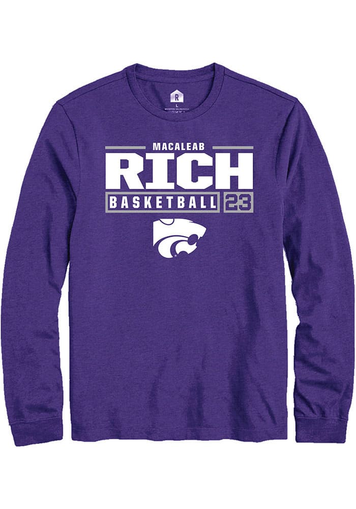 Macaleab Rich K-State Wildcats Purple Rally NIL Stacked Box Long Sleeve T Shirt
