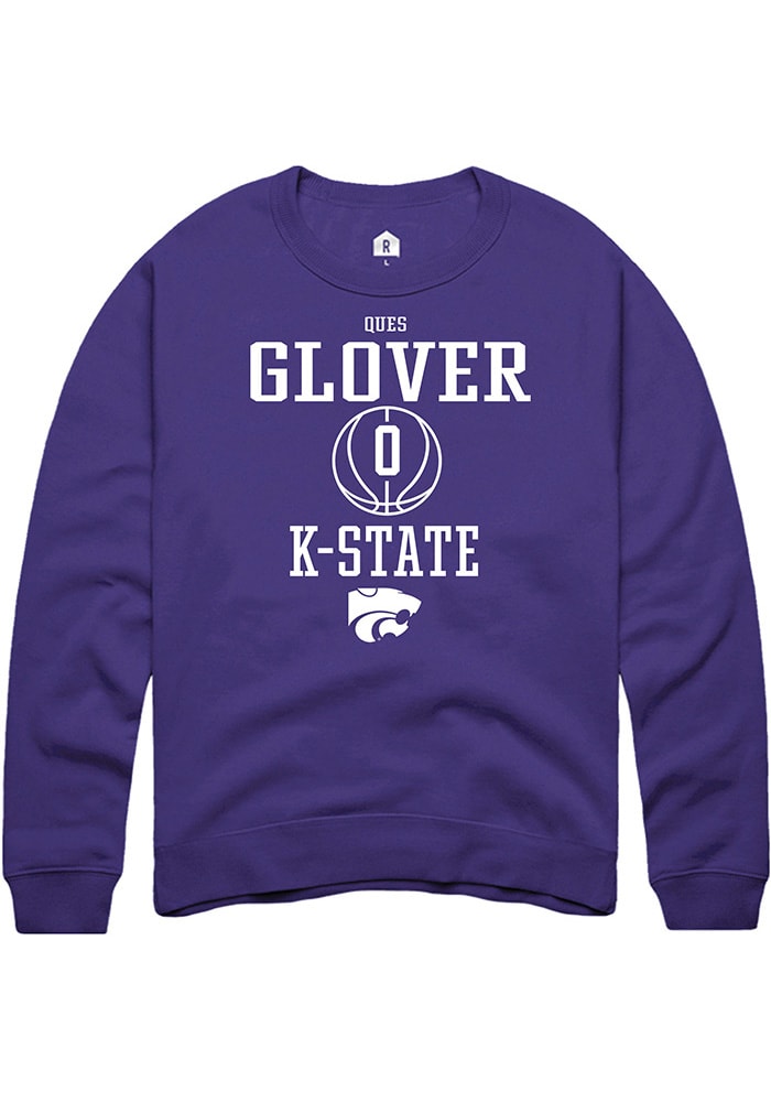 Ques Glover Rally K-State Wildcats Mens Purple NIL Sport Icon Long Sleeve Crew Sweatshirt