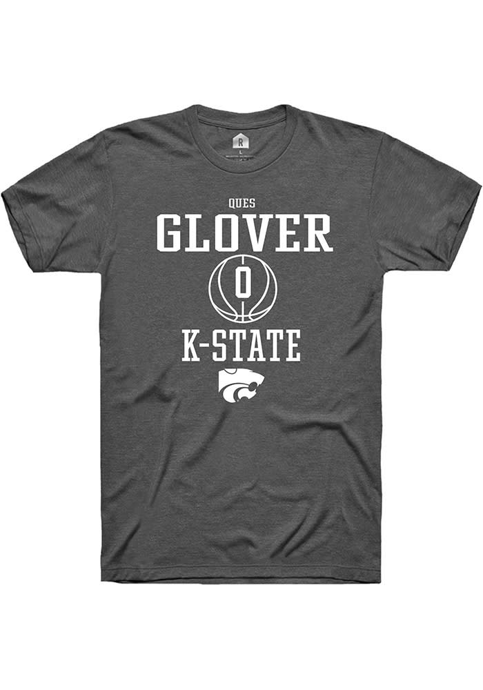 Ques Glover K-State Wildcats Grey Rally NIL Sport Icon Short Sleeve T Shirt