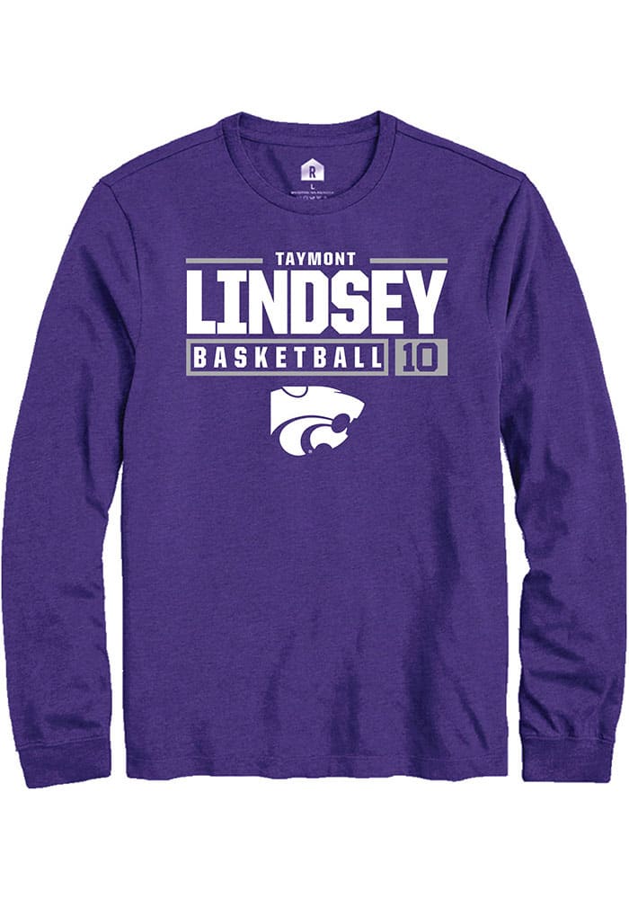 Taymont Lindsey K-State Wildcats Purple Rally NIL Stacked Box Long Sleeve T Shirt