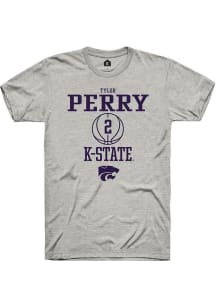 Tylor Perry  K-State Wildcats Ash Rally NIL Sport Icon Short Sleeve T Shirt