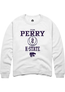 Tylor Perry  Rally K-State Wildcats Mens White NIL Sport Icon Long Sleeve Crew Sweatshirt