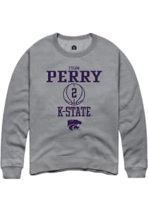 Tylor Perry  Rally K-State Wildcats Mens Graphite NIL Sport Icon Long Sleeve Crew Sweatshirt
