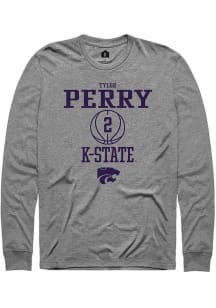 Tylor Perry  K-State Wildcats Graphite Rally NIL Sport Icon Long Sleeve T Shirt