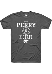 Tylor Perry  K-State Wildcats Dark Grey Rally NIL Sport Icon Short Sleeve T Shirt