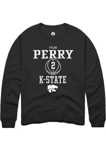 Tylor Perry  Rally K-State Wildcats Mens Black NIL Sport Icon Long Sleeve Crew Sweatshirt