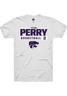 Tylor Perry  K-State Wildcats White Rally NIL Stacked Box Short Sleeve T Shirt