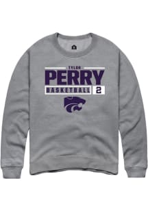 Tylor Perry  Rally K-State Wildcats Mens Graphite NIL Stacked Box Long Sleeve Crew Sweatshirt