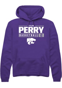 Tylor Perry  Rally K-State Wildcats Mens Purple NIL Stacked Box Long Sleeve Hoodie