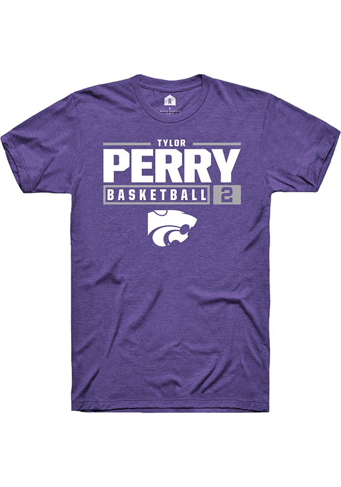 Tylor Perry K-State Wildcats Purple Rally NIL Stacked Box Short Sleeve T Shirt