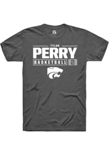 Tylor Perry  K-State Wildcats Dark Grey Rally NIL Stacked Box Short Sleeve T Shirt